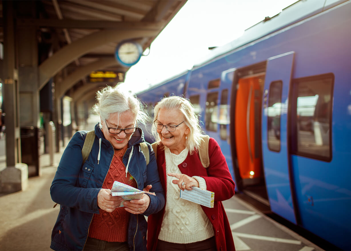 Elderly ladies on platform