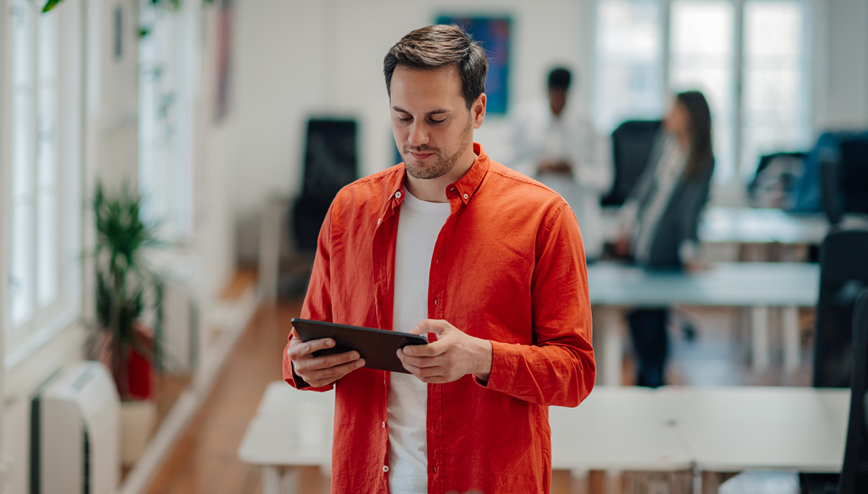 Man on tablet