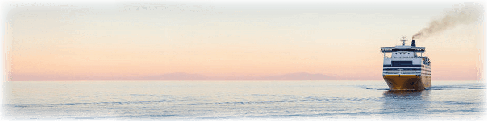 Cruise ship sailing with sunset background