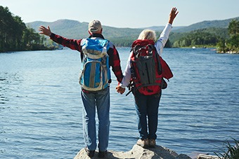 Couple holding hands