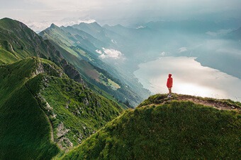 Person standing on mountain