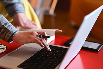 Person typing on laptop 