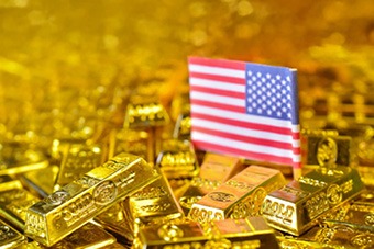 USA flag and Gold bars