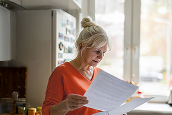 lady reading papers