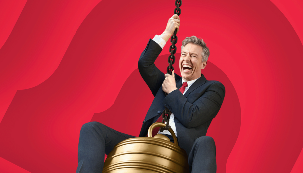Keith swinging on a bell