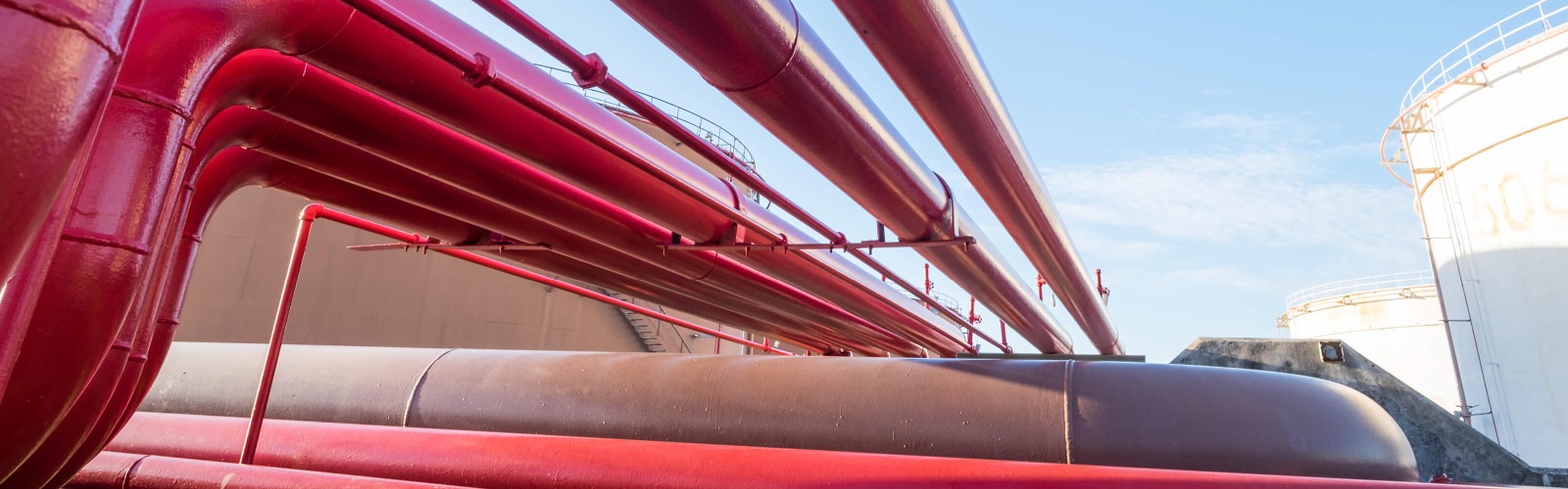 Red industrial pipes