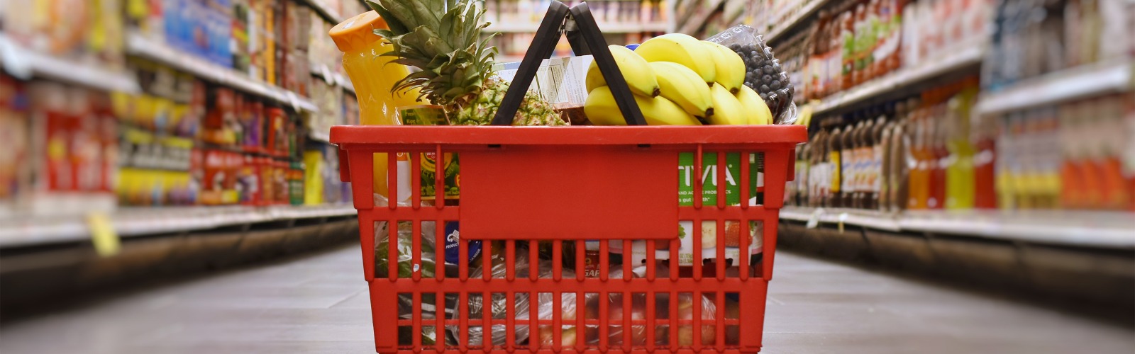 Shopping basket in supermarket 