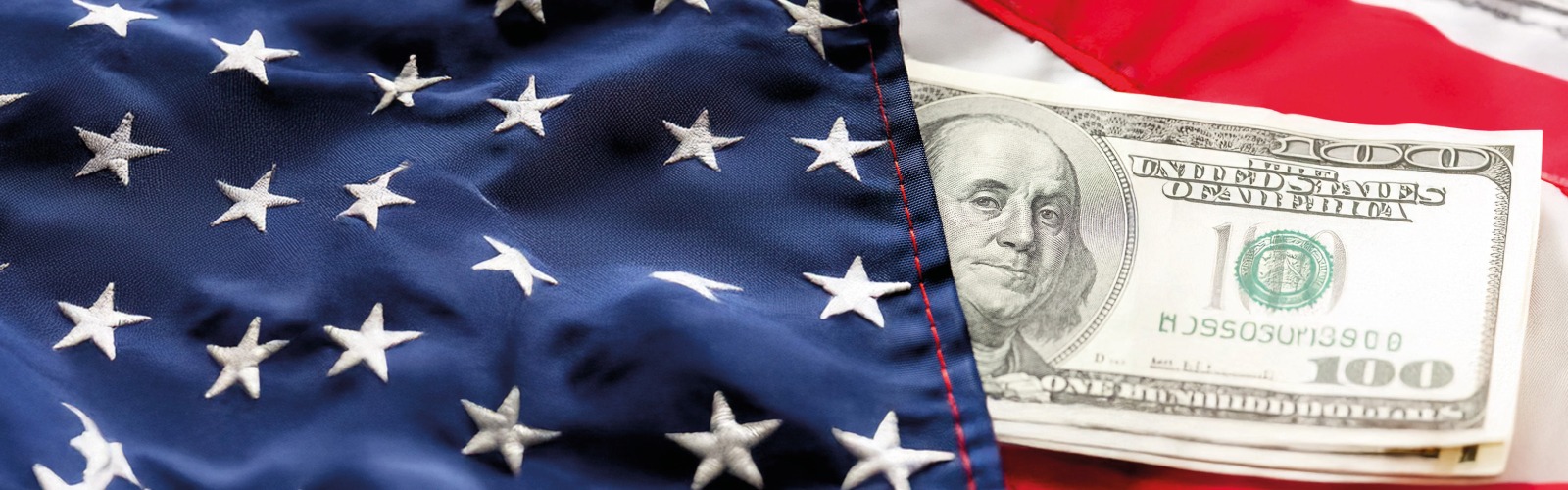 USA flag and US Dollar