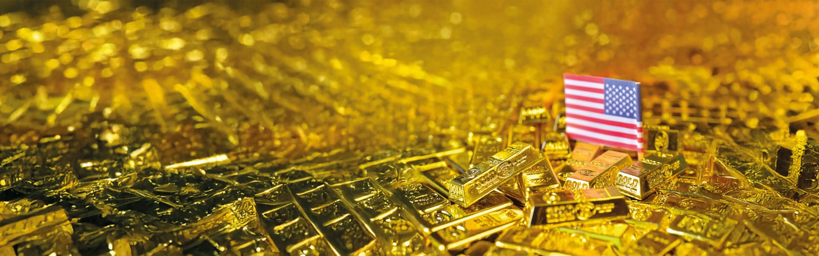 USA flag and Gold bars