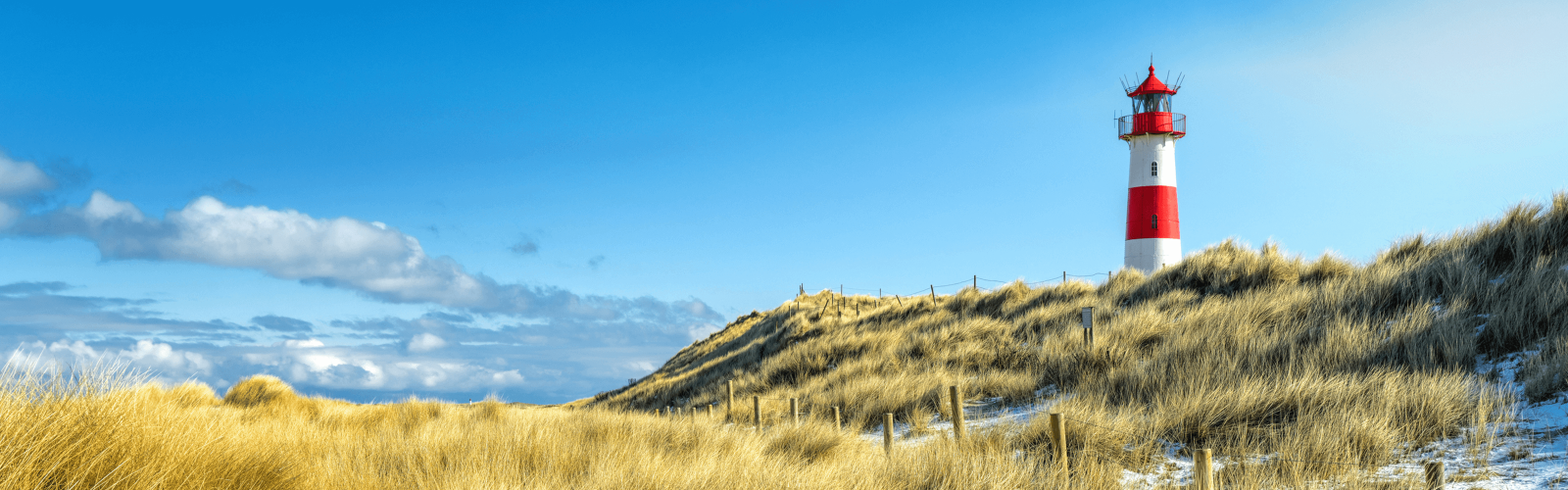 red and white lighthouse surrounded by grass 