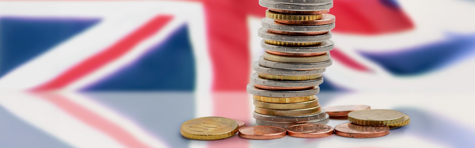 British flags and coins