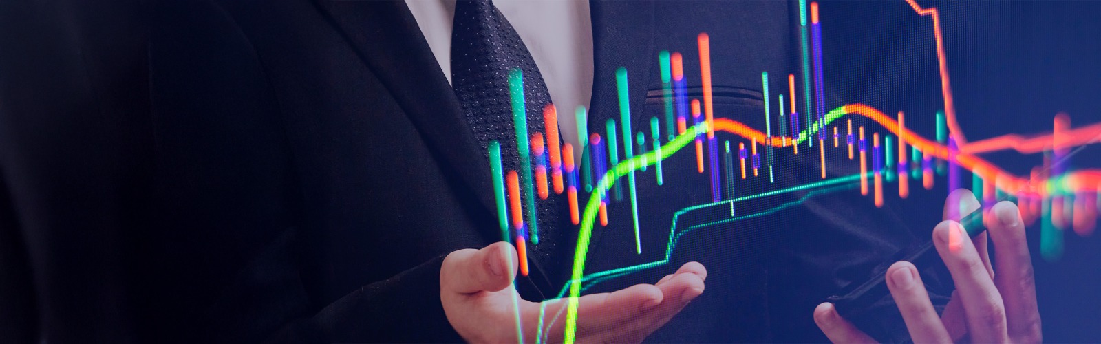 Man in suit with bar chart