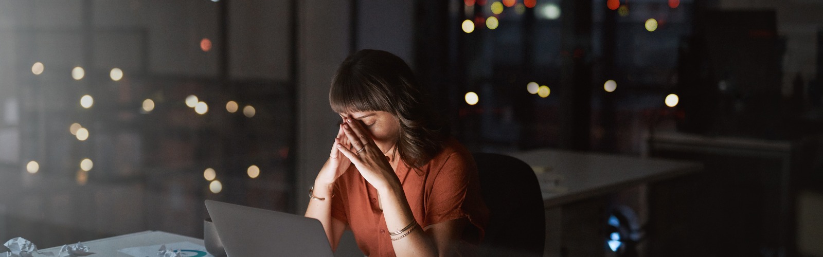 Women with head in hands 