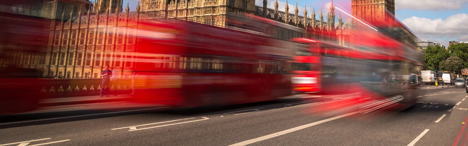 Red bus on London highstreet