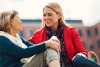 woman and mother on a bench