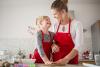 Mother and daughter baking
